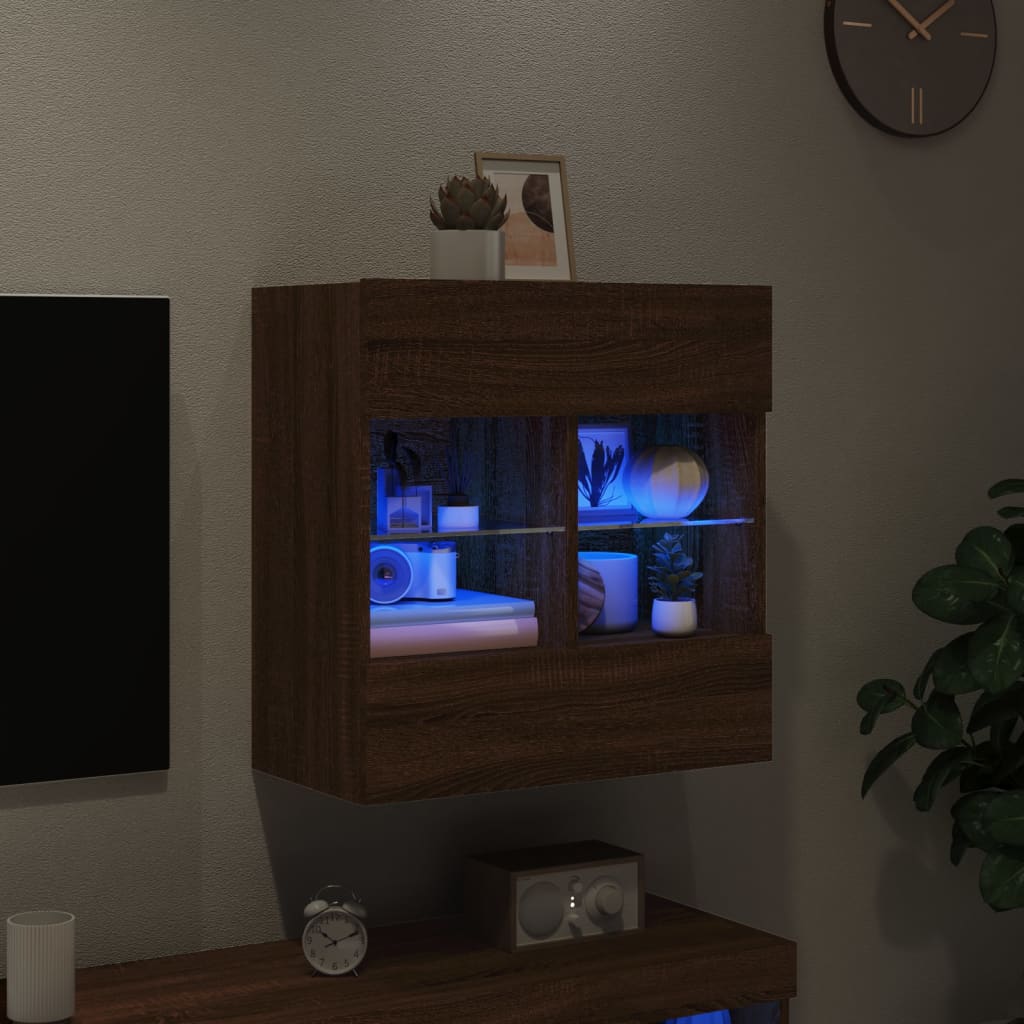Tv-Seinäkaappi Led-Valoilla 58,5X30X60,5 Cm