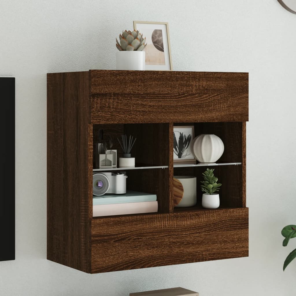 Tv-Seinäkaappi Led-Valoilla 58,5X30X60,5 Cm
