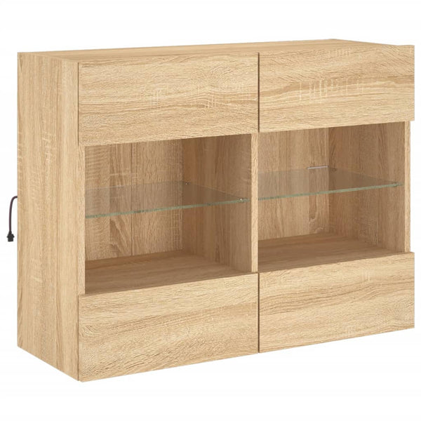 Tv-Seinäkaappi Led-Valoilla Sonoma-Tammi 78,5X30X60,5 Cm