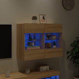 Tv-Seinäkaappi Led-Valoilla Sonoma-Tammi 78,5X30X60,5 Cm