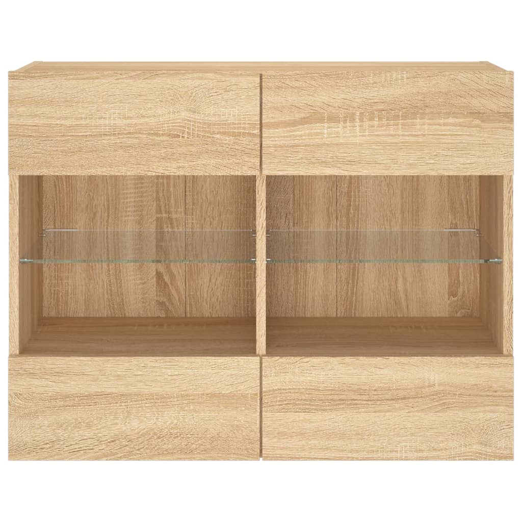 Tv-Seinäkaappi Led-Valoilla Sonoma-Tammi 78,5X30X60,5 Cm