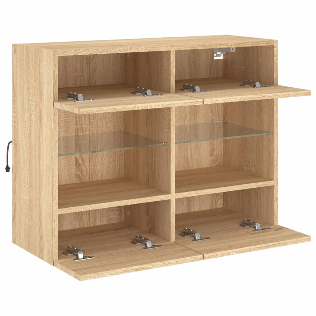 Tv-Seinäkaappi Led-Valoilla Sonoma-Tammi 78,5X30X60,5 Cm