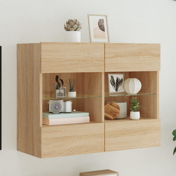 Tv-Seinäkaappi Led-Valoilla Sonoma-Tammi 78,5X30X60,5 Cm