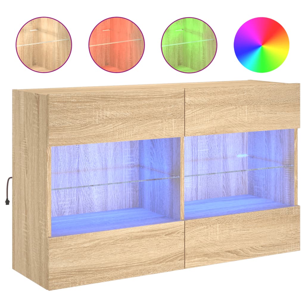 Tv-Seinäkaappi Led-Valoilla Sonoma-Tammi 98,5X30X60,5 Cm