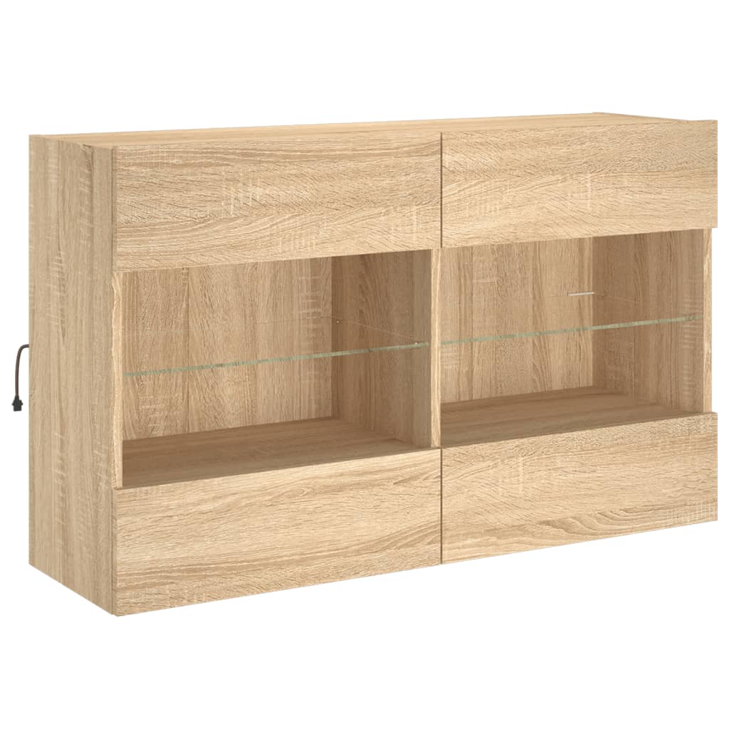 Tv-Seinäkaappi Led-Valoilla Sonoma-Tammi 98,5X30X60,5 Cm