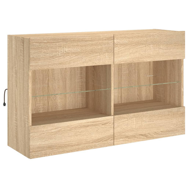 Tv-Seinäkaappi Led-Valoilla Sonoma-Tammi 98,5X30X60,5 Cm