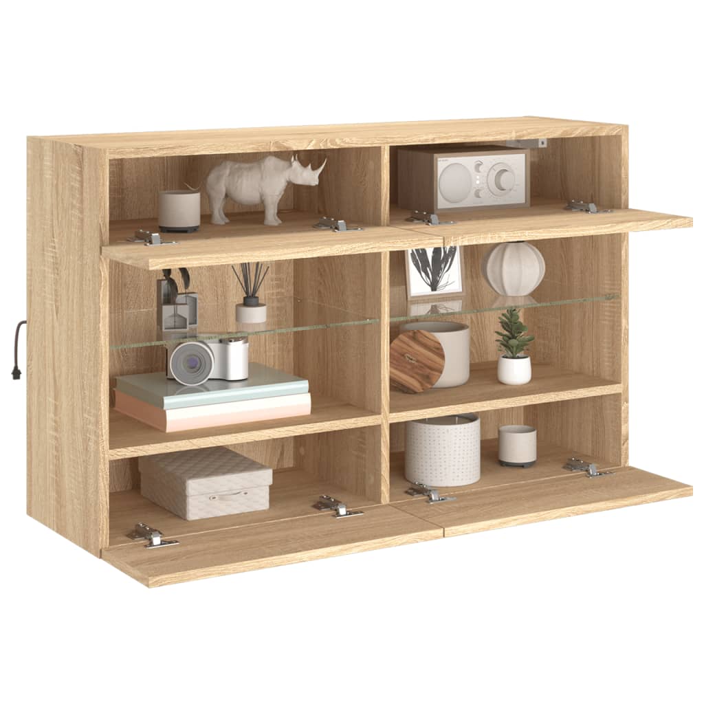 Tv-Seinäkaappi Led-Valoilla Sonoma-Tammi 98,5X30X60,5 Cm
