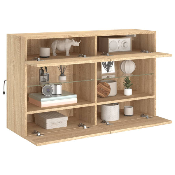 Tv-Seinäkaappi Led-Valoilla Sonoma-Tammi 98,5X30X60,5 Cm