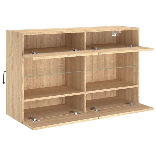 Tv-Seinäkaappi Led-Valoilla Sonoma-Tammi 98,5X30X60,5 Cm