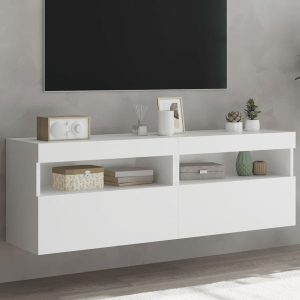 Tv-Seinäkaapit Led-Valoilla 2 Kpl 60X30X40 Cm