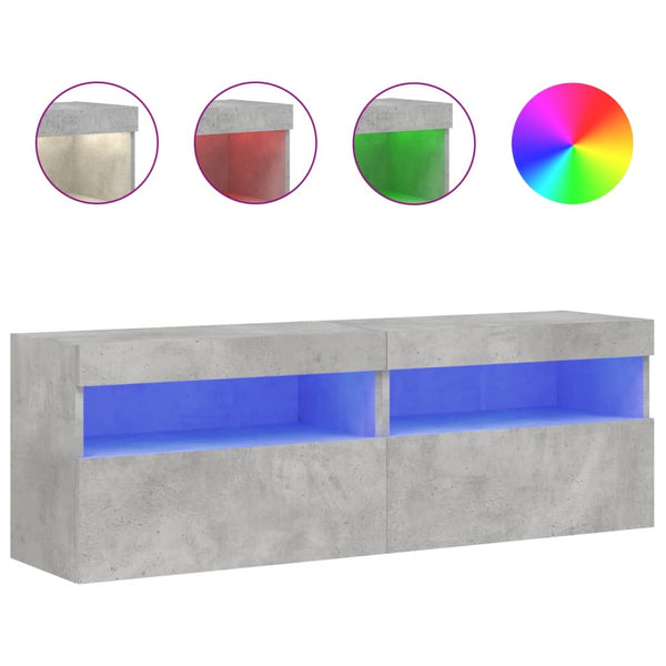 Tv-Seinäkaapit Led-Valoilla 2 Kpl 60X30X40 Cm