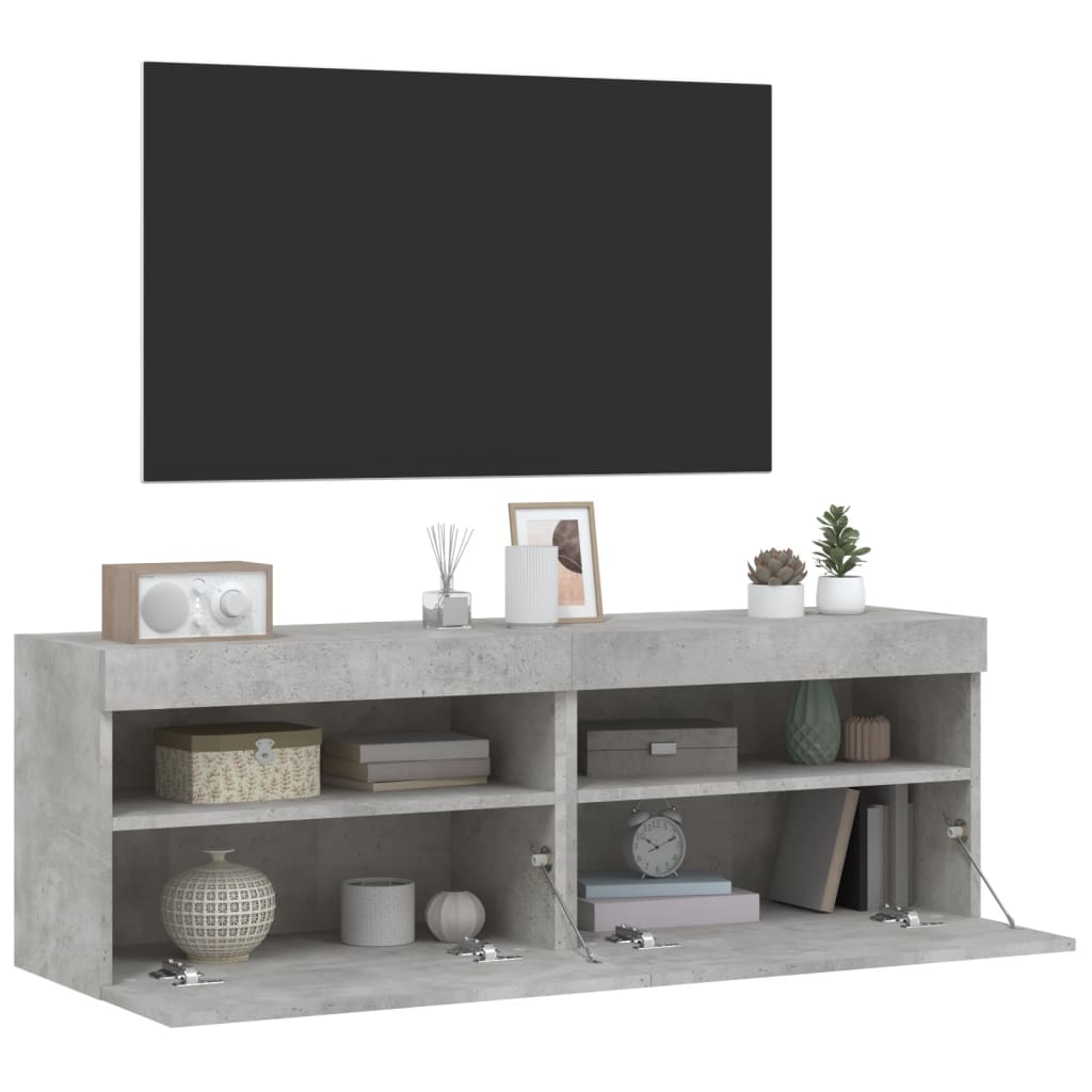 Tv-Seinäkaapit Led-Valoilla 2 Kpl 60X30X40 Cm