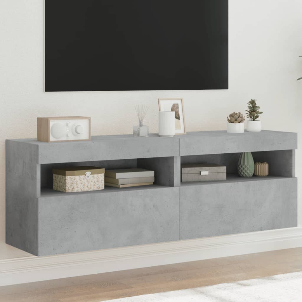 Tv-Seinäkaapit Led-Valoilla 2 Kpl 60X30X40 Cm