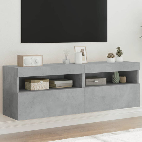 Tv-Seinäkaapit Led-Valoilla 2 Kpl 60X30X40 Cm