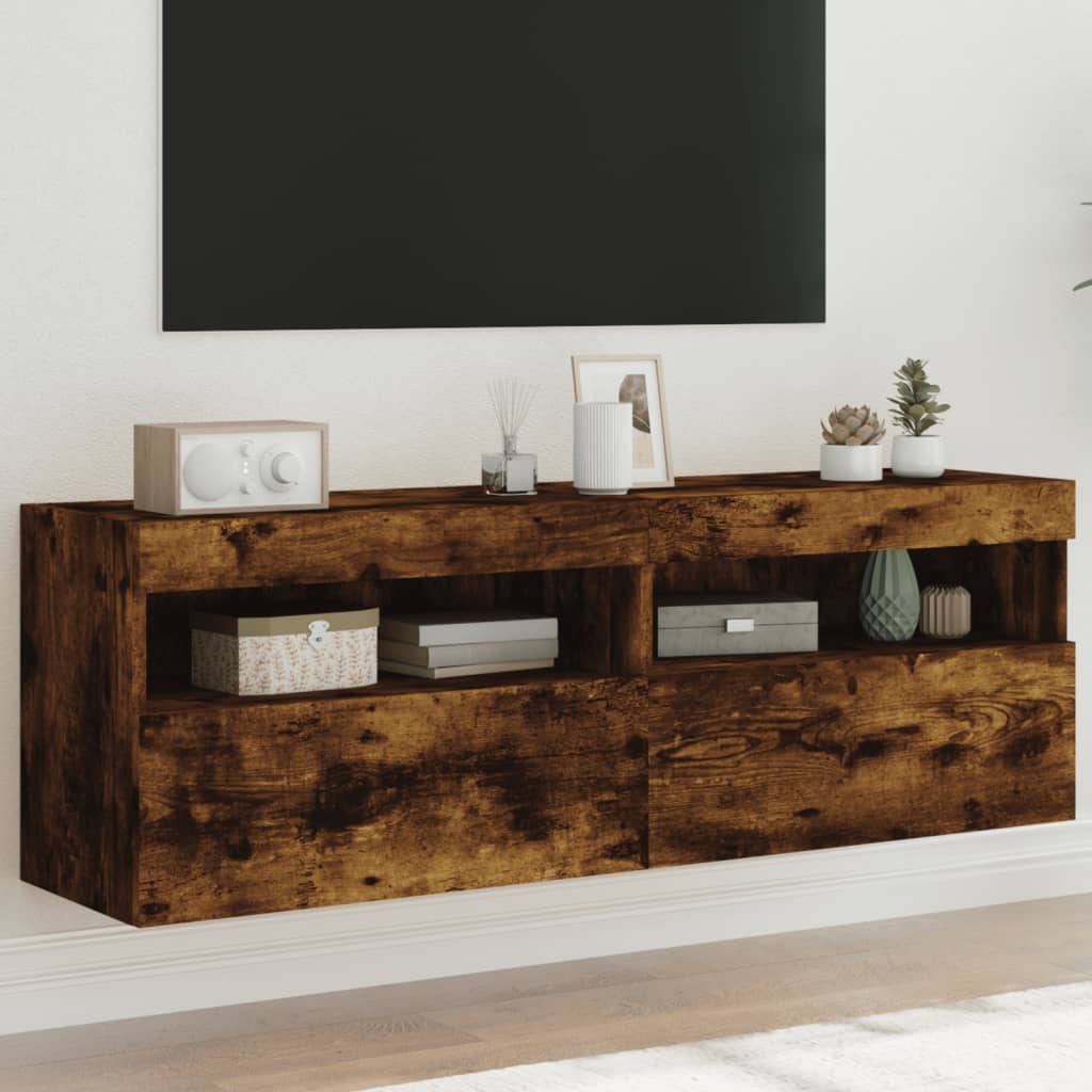 Tv-Seinäkaapit Led-Valoilla 2 Kpl 60X30X40 Cm