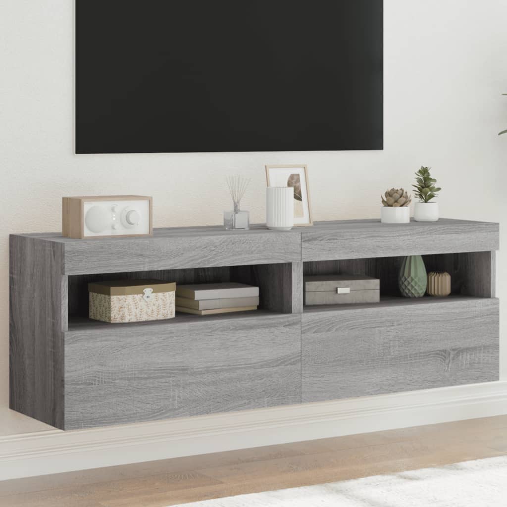 Tv-Seinäkaapit Led-Valoilla 2 Kpl 60X30X40 Cm