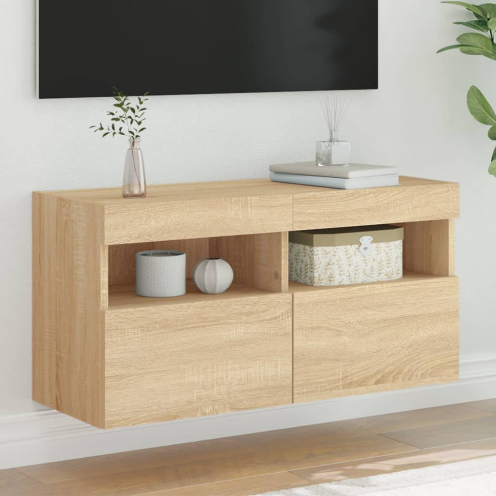 Tv-Seinäkaapit Led-Valoilla 2 Kpl 60X30X40 Cm