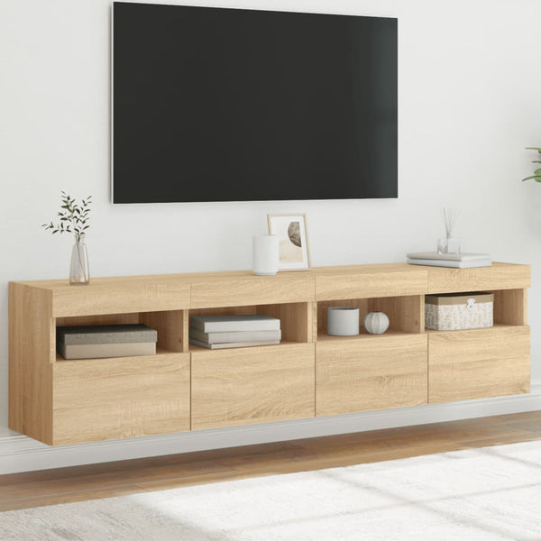 Tv-Seinäkaapit Led-Valoilla 2 Kpl 60X30X40 Cm