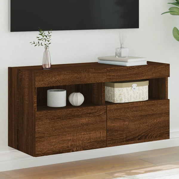 Tv-Seinäkaapit Led-Valoilla 2 Kpl 60X30X40 Cm