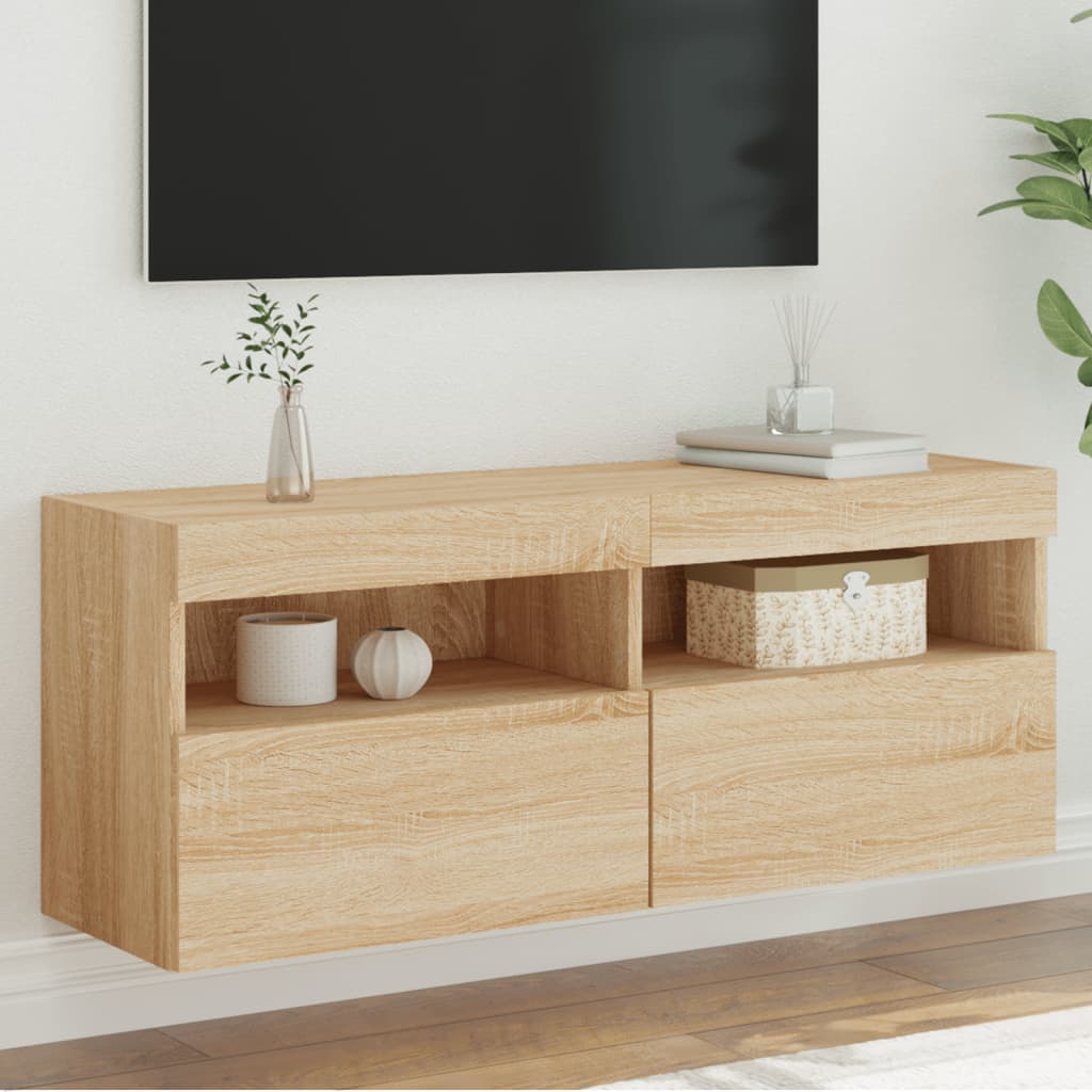 Tv-Seinäkaapit Led-Valoilla 2 Kpl 60X30X40 Cm