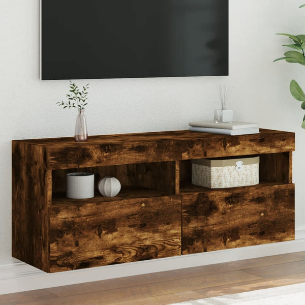 Tv-Seinäkaapit Led-Valoilla 2 Kpl 60X30X40 Cm