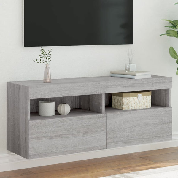 Tv-Seinäkaapit Led-Valoilla 2 Kpl 60X30X40 Cm