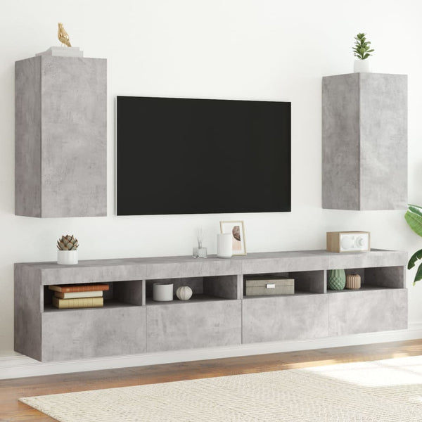 Tv-Seinäkaapit Led-Valoilla 2 Kpl