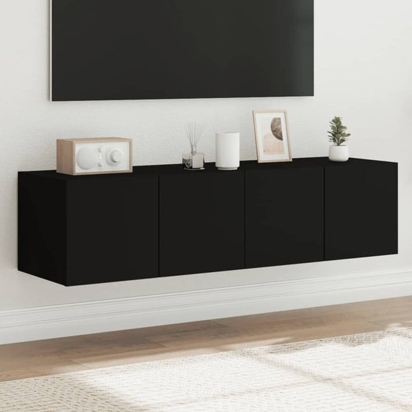 Tv-Seinäkaapit Led-Valoilla 2 Kpl