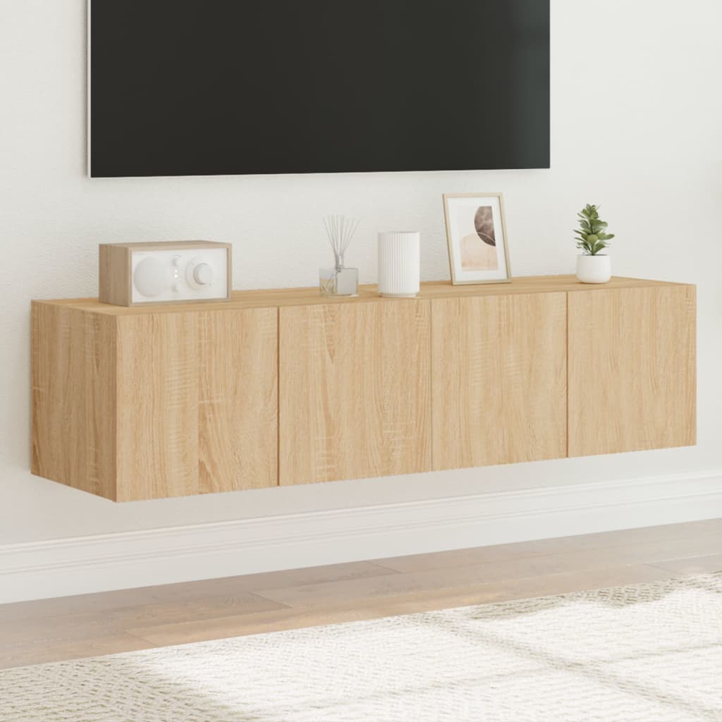 Tv-Seinäkaapit Led-Valoilla 2 Kpl