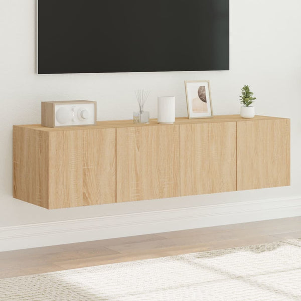 Tv-Seinäkaapit Led-Valoilla 2 Kpl