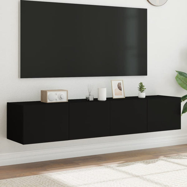 Tv-Seinäkaapit Led-Valoilla 2 Kpl