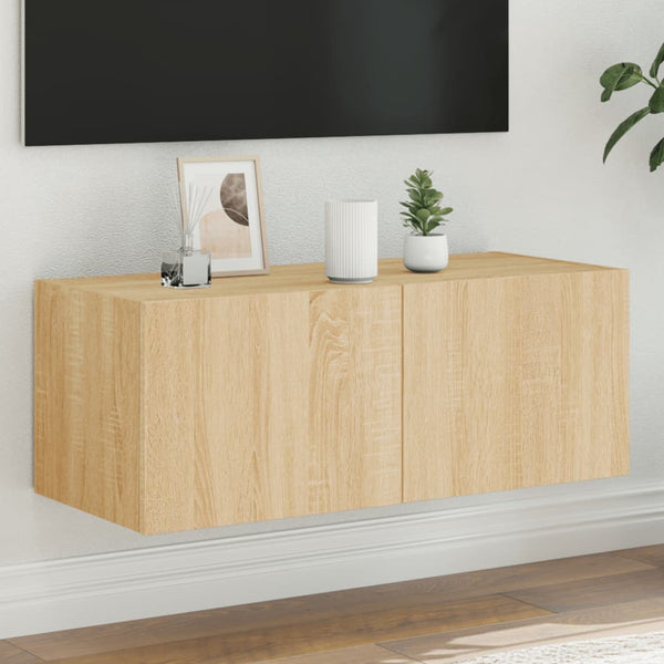 Tv-Seinäkaapit Led-Valoilla 2 Kpl