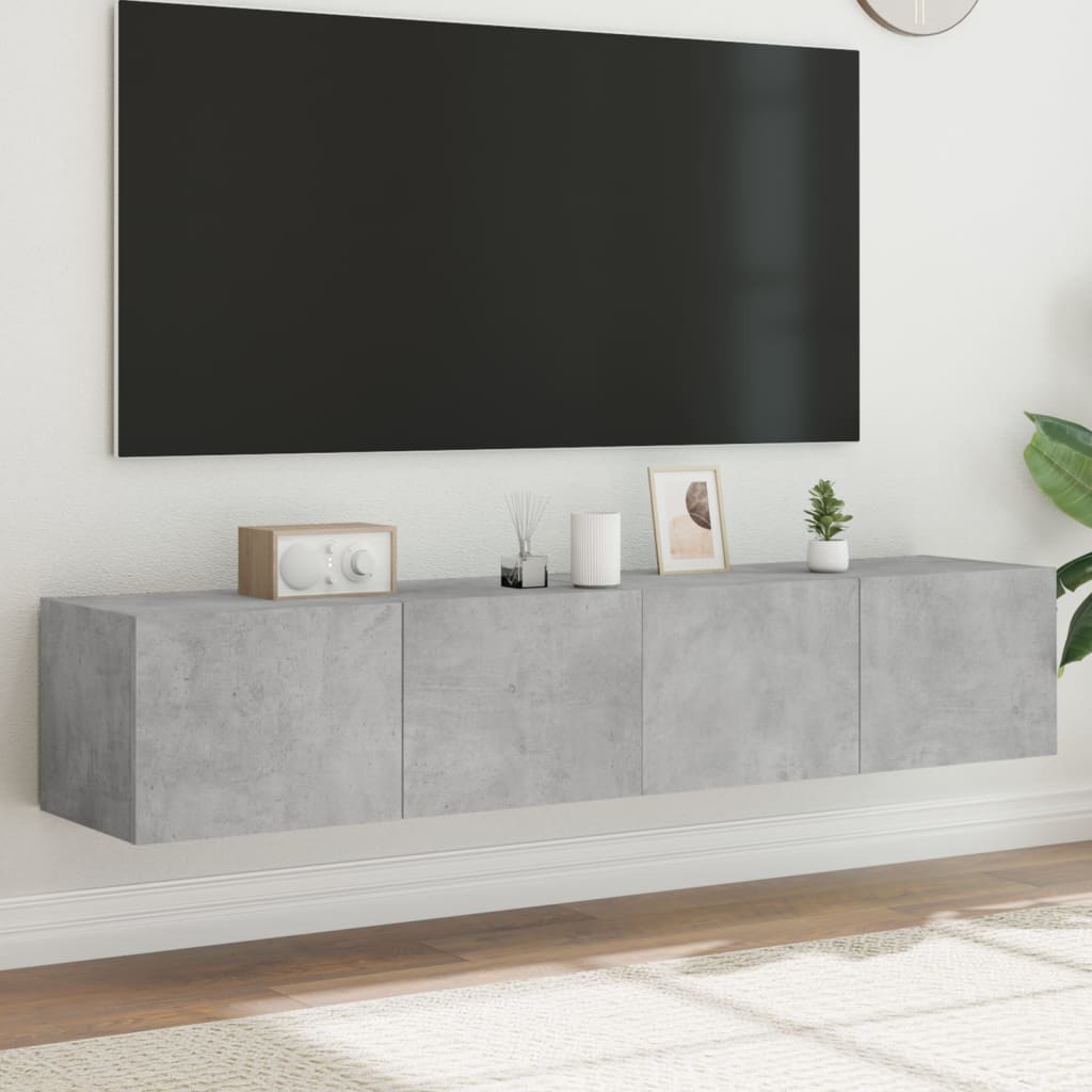 Tv-Seinäkaapit Led-Valoilla 2 Kpl