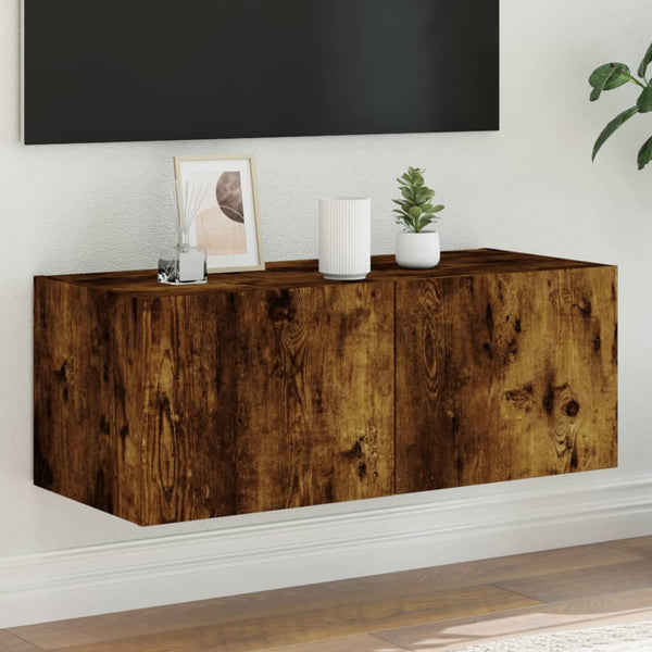 Tv-Seinäkaapit Led-Valoilla 2 Kpl