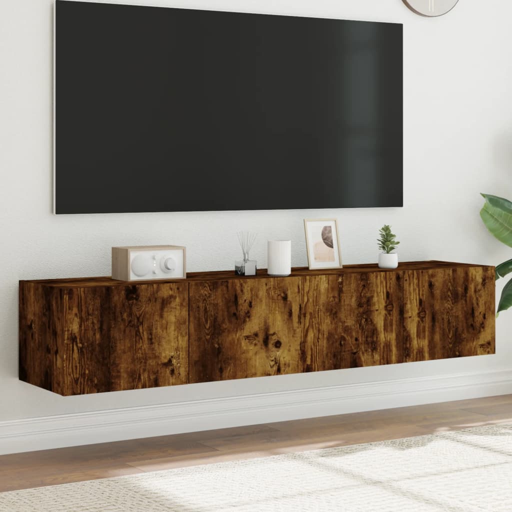 Tv-Seinäkaapit Led-Valoilla 2 Kpl