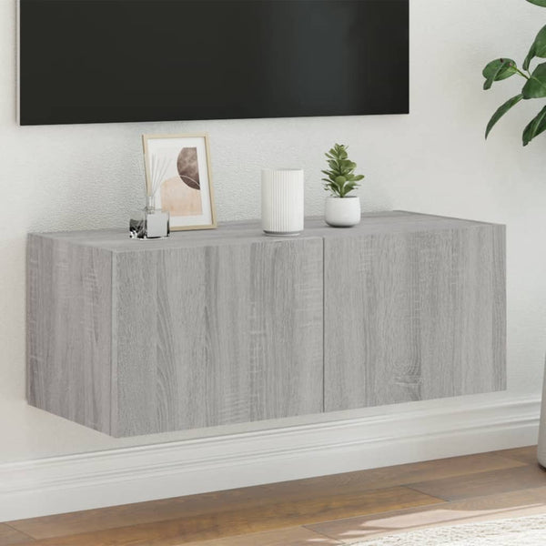 Tv-Seinäkaapit Led-Valoilla 2 Kpl