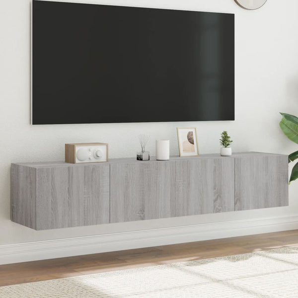 Tv-Seinäkaapit Led-Valoilla 2 Kpl