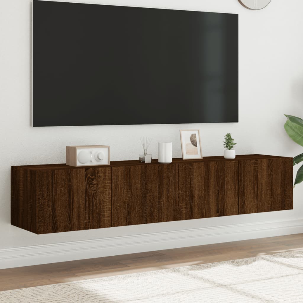 Tv-Seinäkaapit Led-Valoilla 2 Kpl