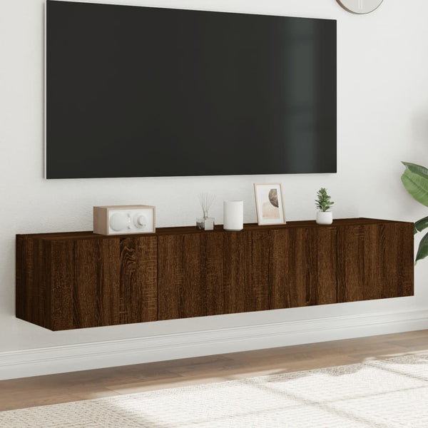 Tv-Seinäkaapit Led-Valoilla 2 Kpl