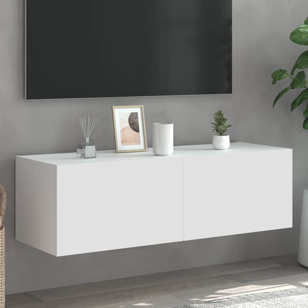 Tv-Seinäkaapit Led-Valoilla 2 Kpl