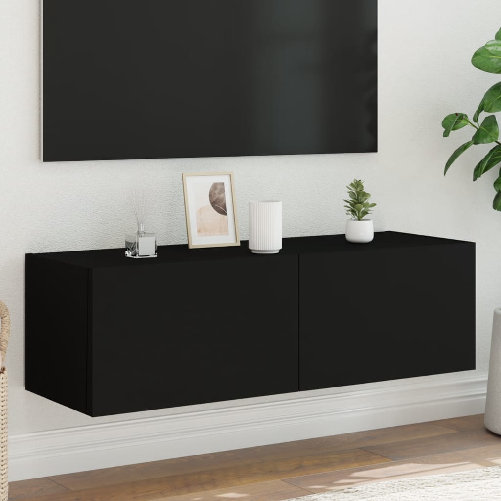 Tv-Seinäkaapit Led-Valoilla 2 Kpl