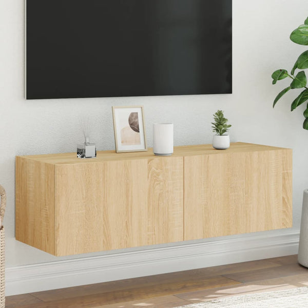 Tv-Seinäkaapit Led-Valoilla 2 Kpl