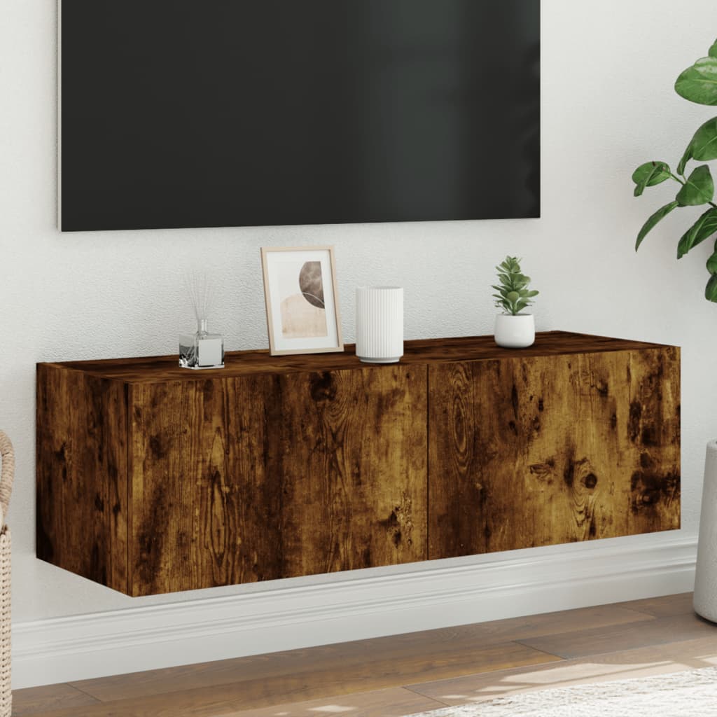 Tv-Seinäkaapit Led-Valoilla 2 Kpl