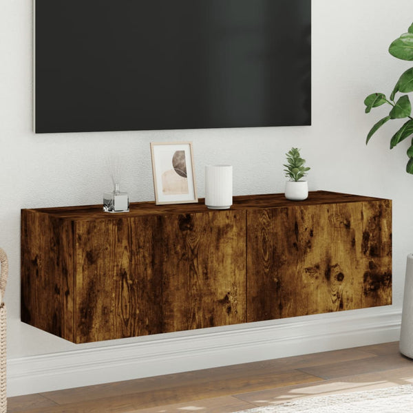 Tv-Seinäkaapit Led-Valoilla 2 Kpl
