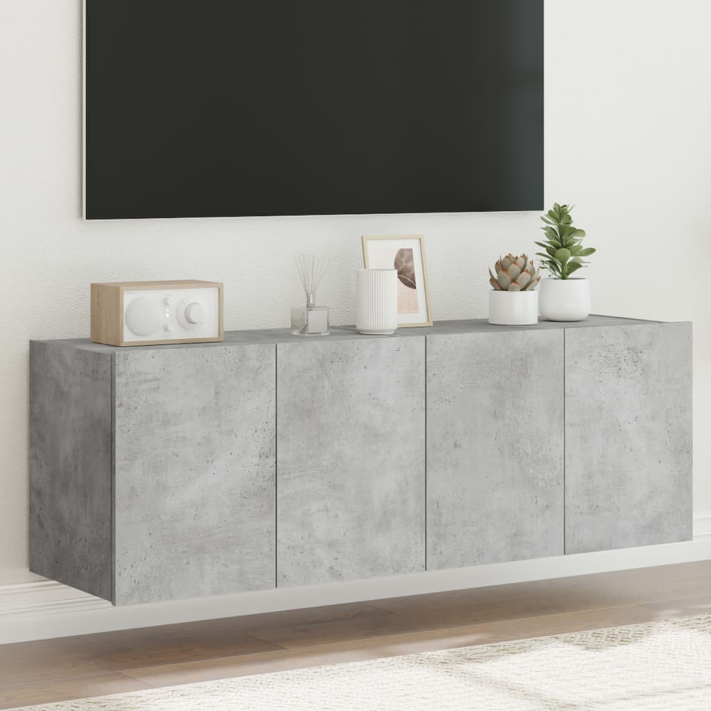 Tv-Seinäkaapit Led-Valoilla 2 Kpl