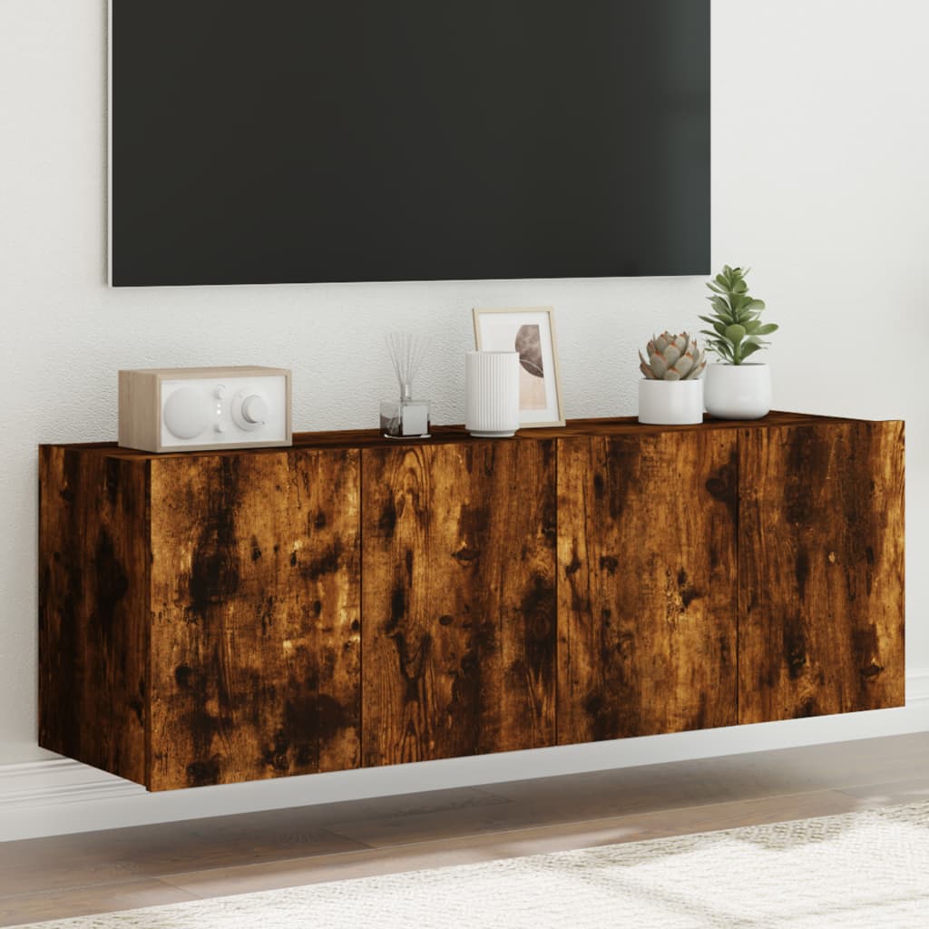 Tv-Seinäkaapit Led-Valoilla 2 Kpl