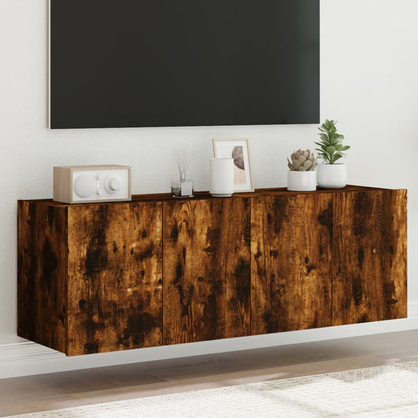 Tv-Seinäkaapit Led-Valoilla 2 Kpl