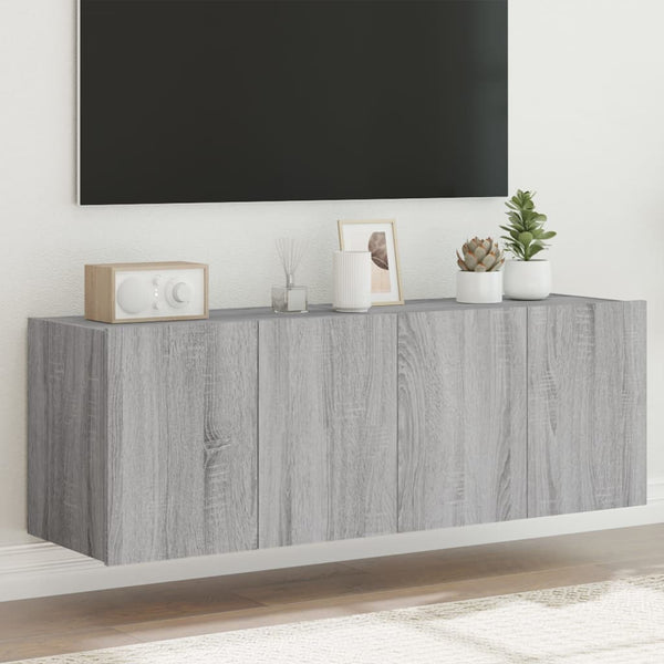 Tv-Seinäkaapit Led-Valoilla 2 Kpl