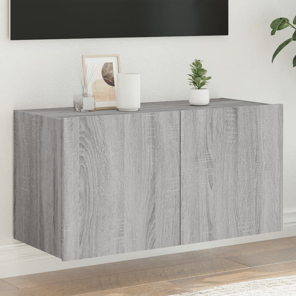 Tv-Seinäkaapit Led-Valoilla 2 Kpl