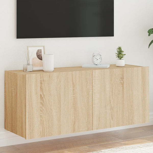 Tv-Seinäkaapit Led-Valoilla 2 Kpl